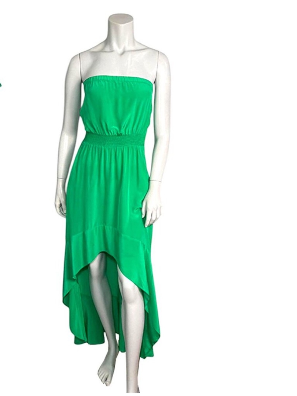 JAYGODFREY SILK Strapless Emerald Green High-Low Maxi Dress Sz 8